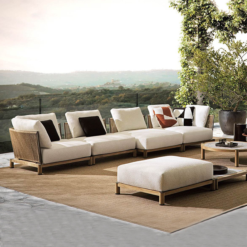 Sofá al aire libre patio villa de alta gama a prueba de lluvia y protección solar al aire libre vidana villa balcón hotel muebles de jardín