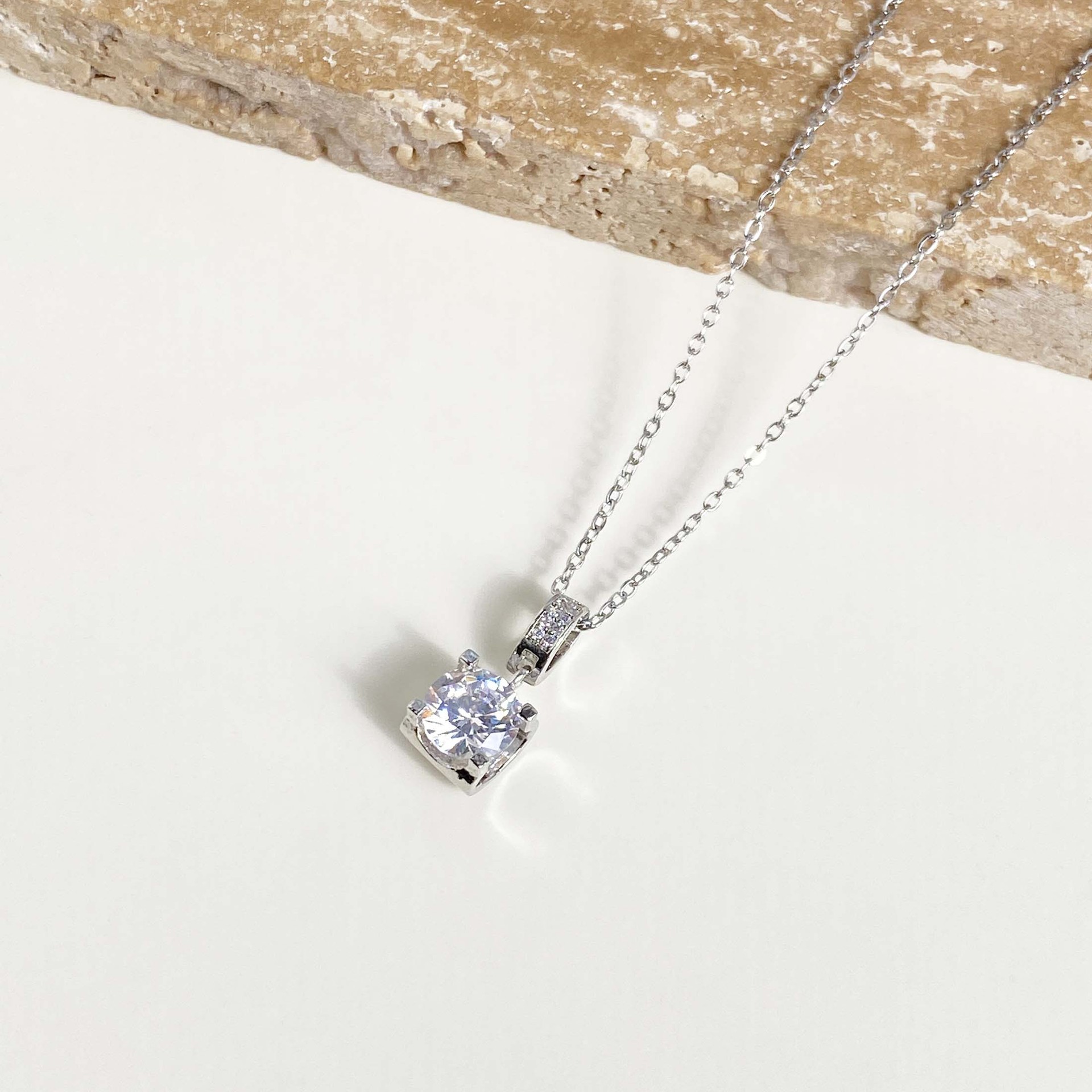 Plating Design Wholesale Jewelry Casual Elegant Streetwear Geometric Titanium Steel Zircon Plating Pendant Necklace
