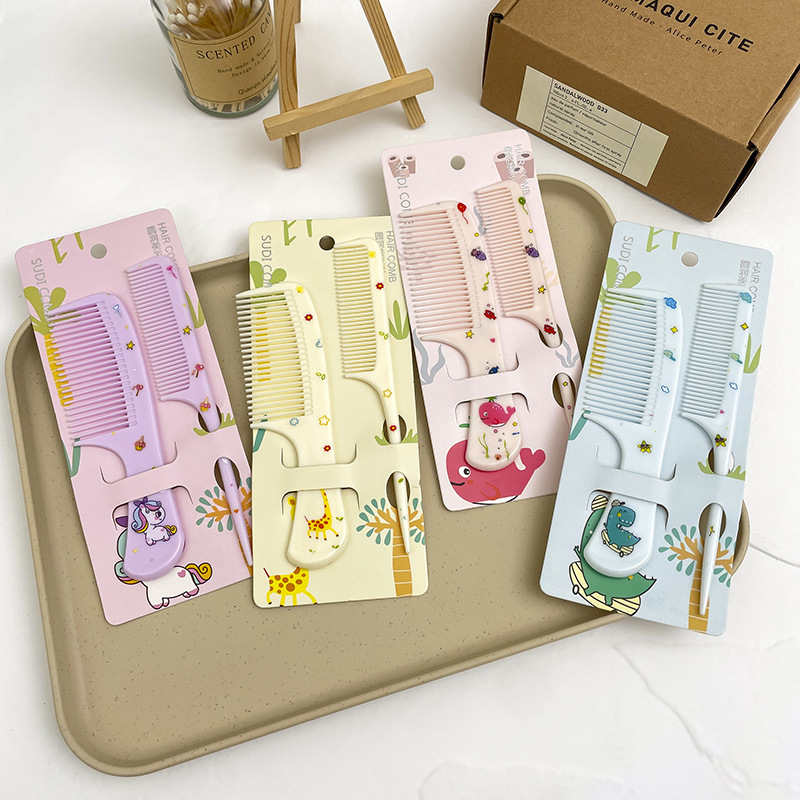 Peine largo portátil con forma de animal, antielectrostático, dientes finos, ideal para niñas o cabello largo