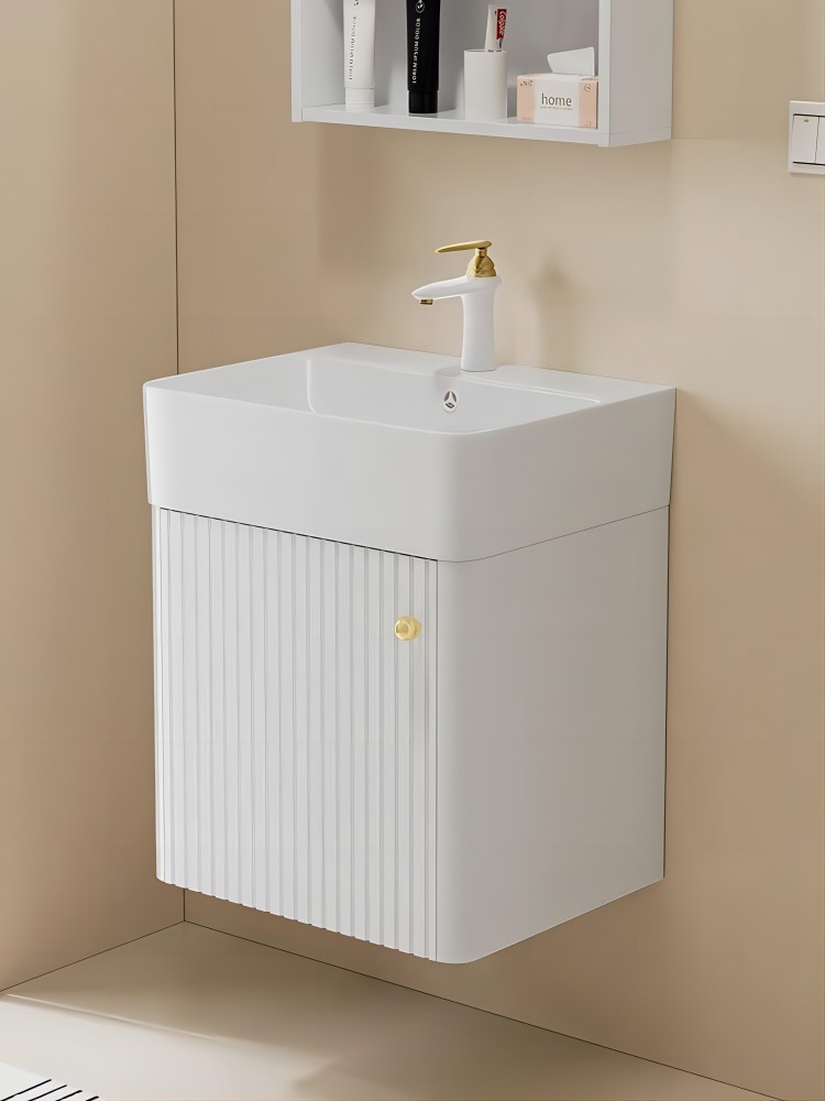 Pequeño apartamento gabinete de baño simple integrado de cerámica baño estrecho lavabo combinación gabinete