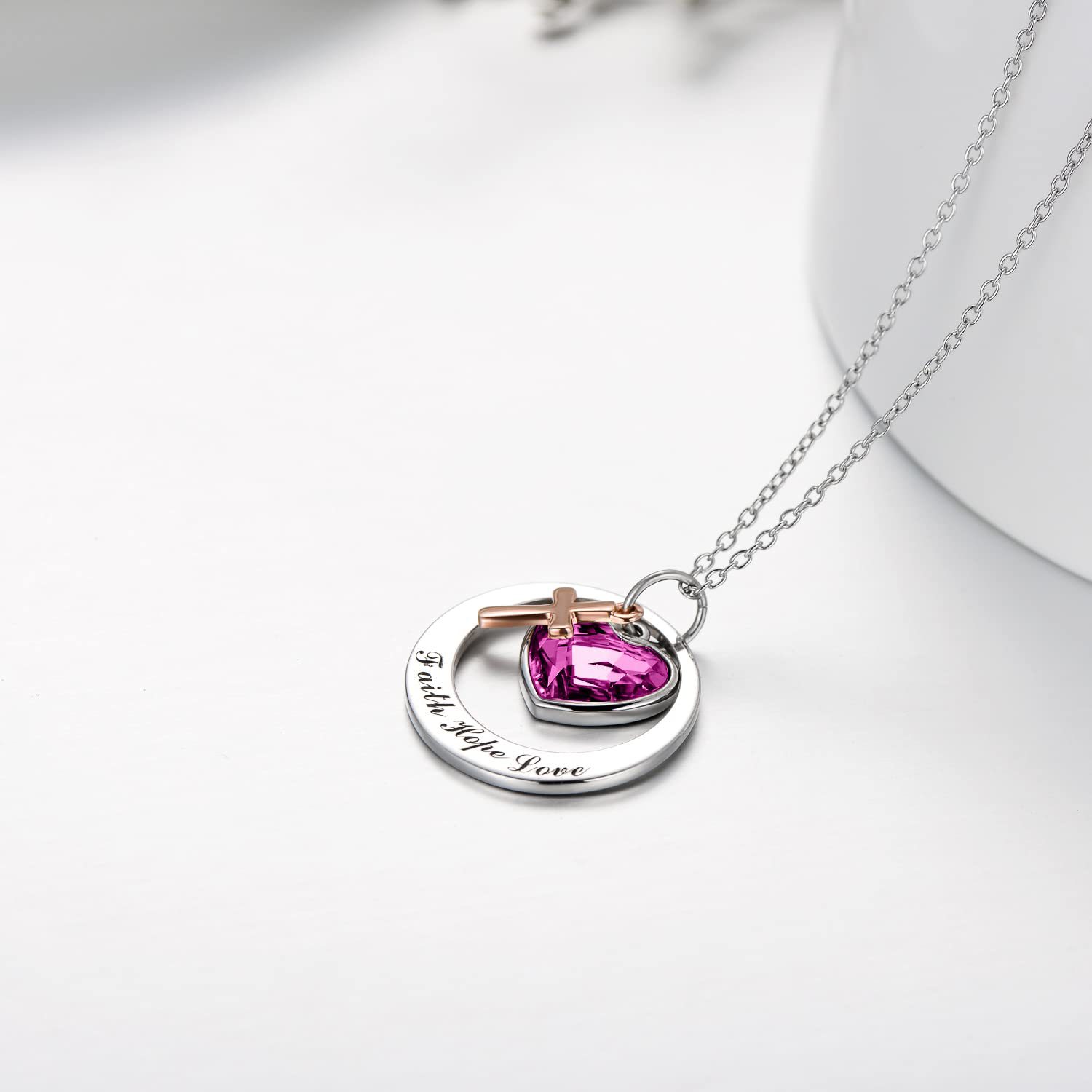 11g Weight PVD Coated Gold Plating Process 304 Stainless Steel Pendant Material Pendant Necklace Classification 304 Stainless Steel Chain Material 304 Stainless Steel Material Heart Shape Pattern Women's Gender Simple Style, Classic Style Style Bestseller Heart Shaped Crystal "Faith Hope Love" Stainless Steel Cross Pendant Necklace Unisex Polished Finish Geometric Pattern 1