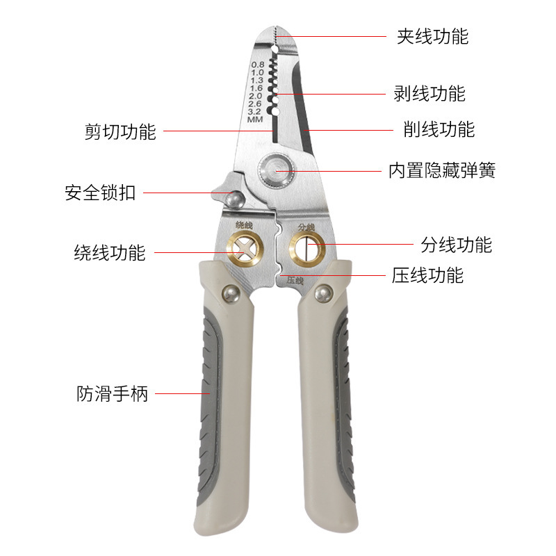 厂家不锈钢电工钳多用途剥线钳接线拨线钳电线电缆强力剪电工工具
