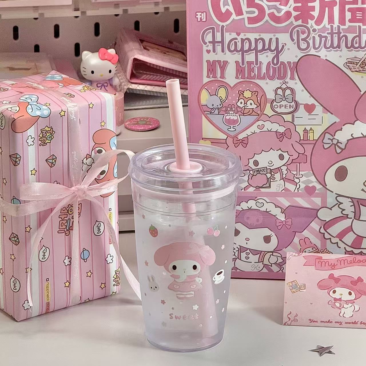 少女心美乐蒂吸管塑料水杯子送女生闺蜜同学卡通高颜值实用生日礼