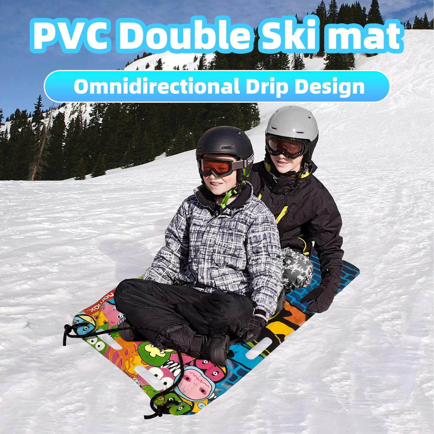 加厚滑雪板PVC滑雪撬冬季加厚雪板成人滑雪板加大双人雪橇冰爬犁