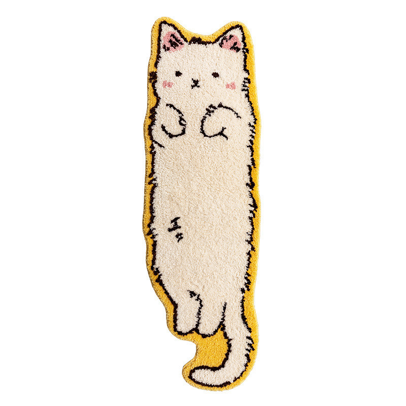 Cute Cartoon-Shaped Kitten Imitation Cashmere Carpet for Living Room, Stain-Resistant and Easy to Care For, Thickened Bedside Rug for Bedroom