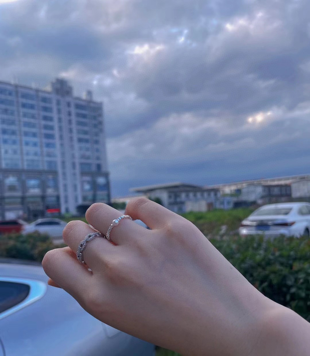 s925纯银碎银子戒指小众设计感食指关节戒弹力绳天