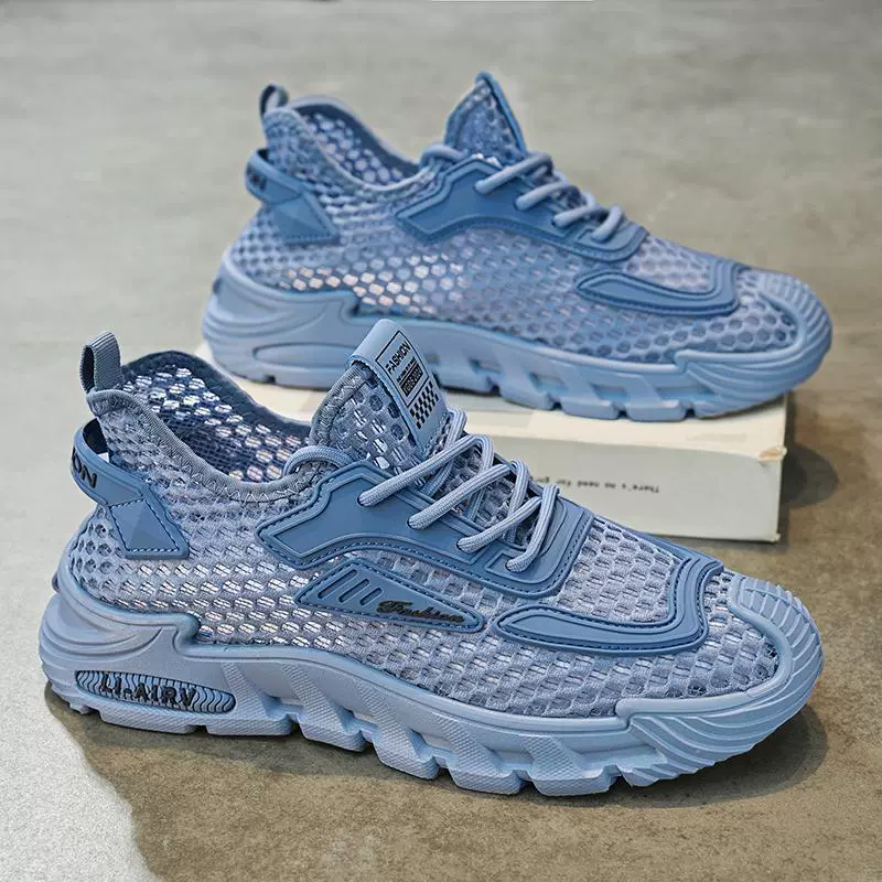 Чистая обувь мужская летняя дышащая тонкая сетчатая полая спортивная сетка удобная повседневная мягкая подошва индивидуальная беговая обувь