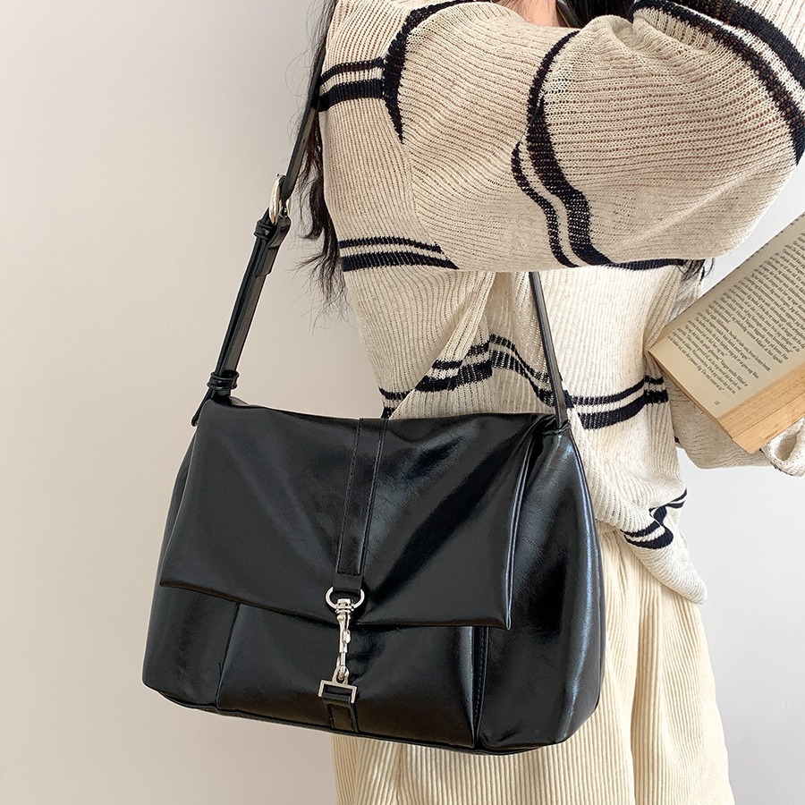 Nuova borsa a tracolla in morbida pelle PU per donna, versatile, grande capacità, con nicchia sottobraccio, fibbia a gancio con patta,_voghion.com