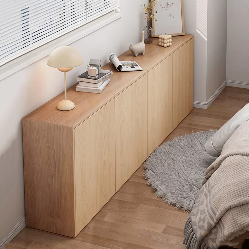 Bay Window Cabinet for Home Use, Balcony Bedroom Storage, Solid Wood Storage Unit, Tatami Bedroom Multifunctional Bedside Long Cabinet