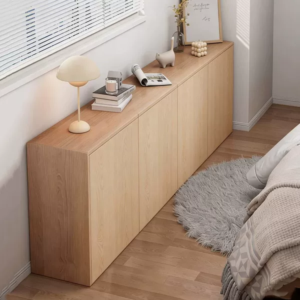 Bay Window Cabinet for Home Use, Balcony Bedroom Storage, Solid Wood Storage Unit, Tatami Bedroom Multifunctional Bedside Long Cabinet