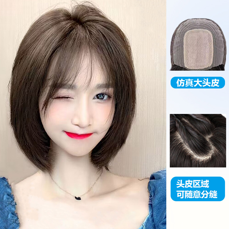 Reality Wig scalp Bobo True hair Headgear natural By age clavicle Wig Headgear