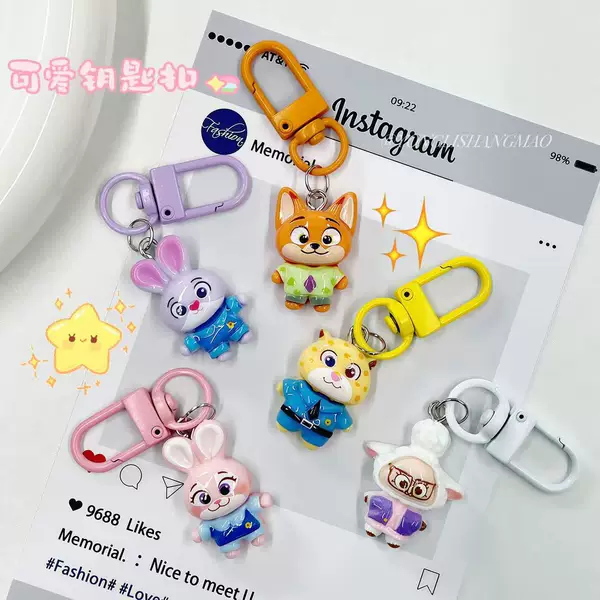 Cute Judy Nick Keychain Small Pendant Zootopia Doll Ornament Little Sheep Leopard Police Officer Student Gift