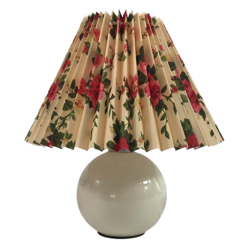 [Xianfan] transfronteriza de ahorro de volumen de la vendimia de mediados de-antiguo impreso plisado lámpara de mesa de sombra KD plegable Lámpara decorativa