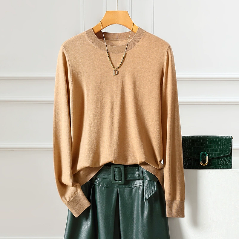 Женский свитер из 100% чистой тонкой шерсти немецкой марки Yangzi, машинная стирка, 60 нитей, вязка круглого плетения, базовая модель.