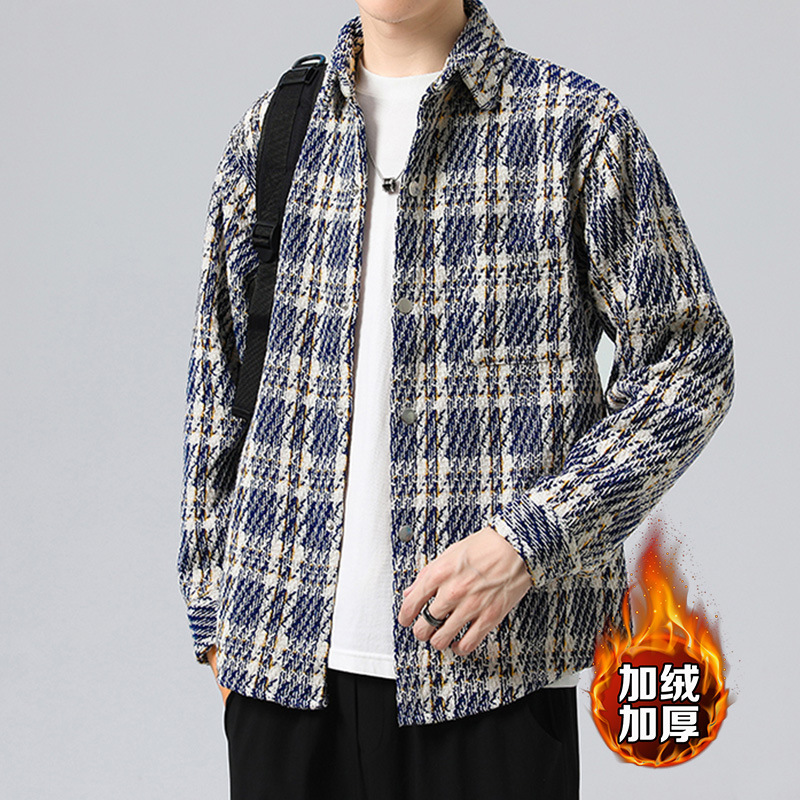 青少年コート男性春秋タイプ高校生小香風格子シャツ男性ハンサムジャケット男性服