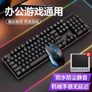 Wired Keyboard and Mouse Set Mechanical Feel Desktop Laptop Office Game E-Sports Backlight Silent