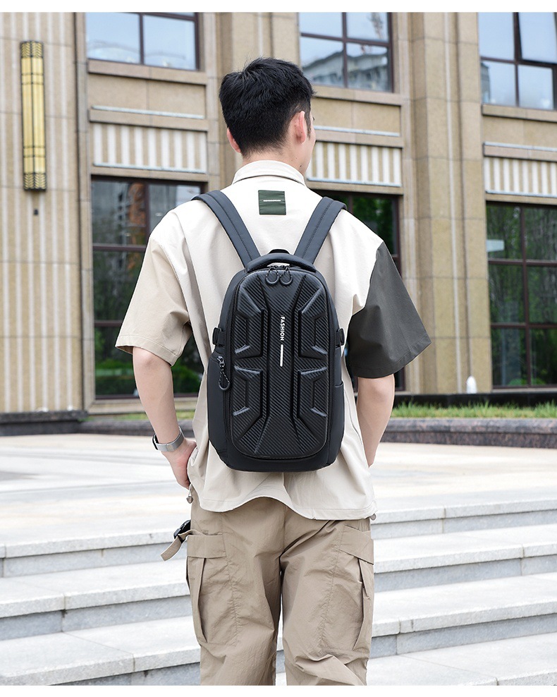Amazon hardshell motorcycle-style backpack, men's water-resistant business computer bag, student travel large-capacity backpack undefined