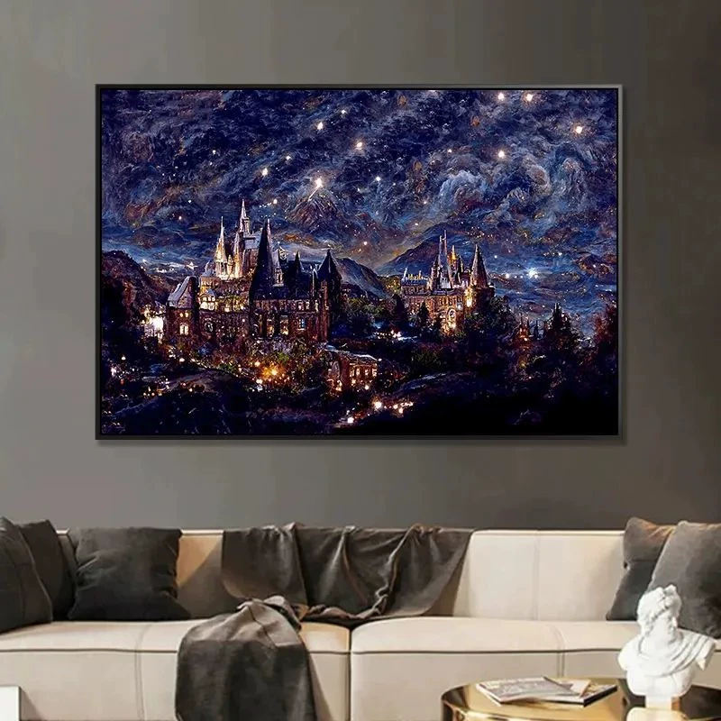 Кристальная живопись холст пейзаж — полный наборов DIY, размеры 30×40 и 40×50 см, деревянная коробка или белая рама