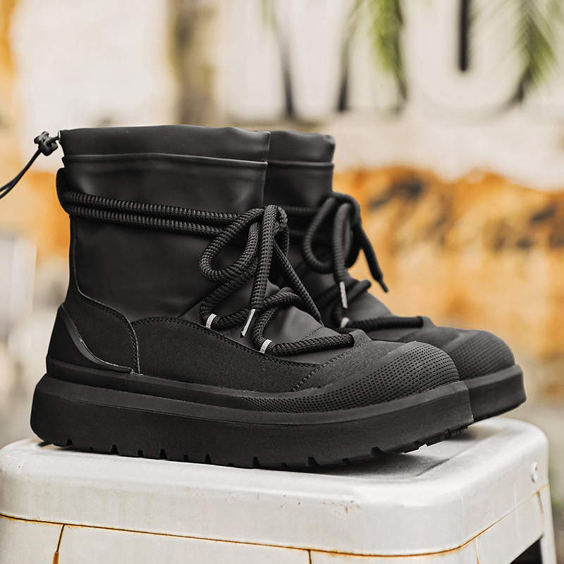 Men's High-Top Martin Boots, New Autumn Thick-Soled Height-Increasing Shoes, Mid-Top Outdoor Hiking Work Boots, Versatile Ankle Boots