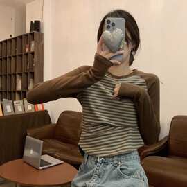 德绒长袖T恤女春秋冬季保暖打底衫U领修身显内搭外穿跨境批发