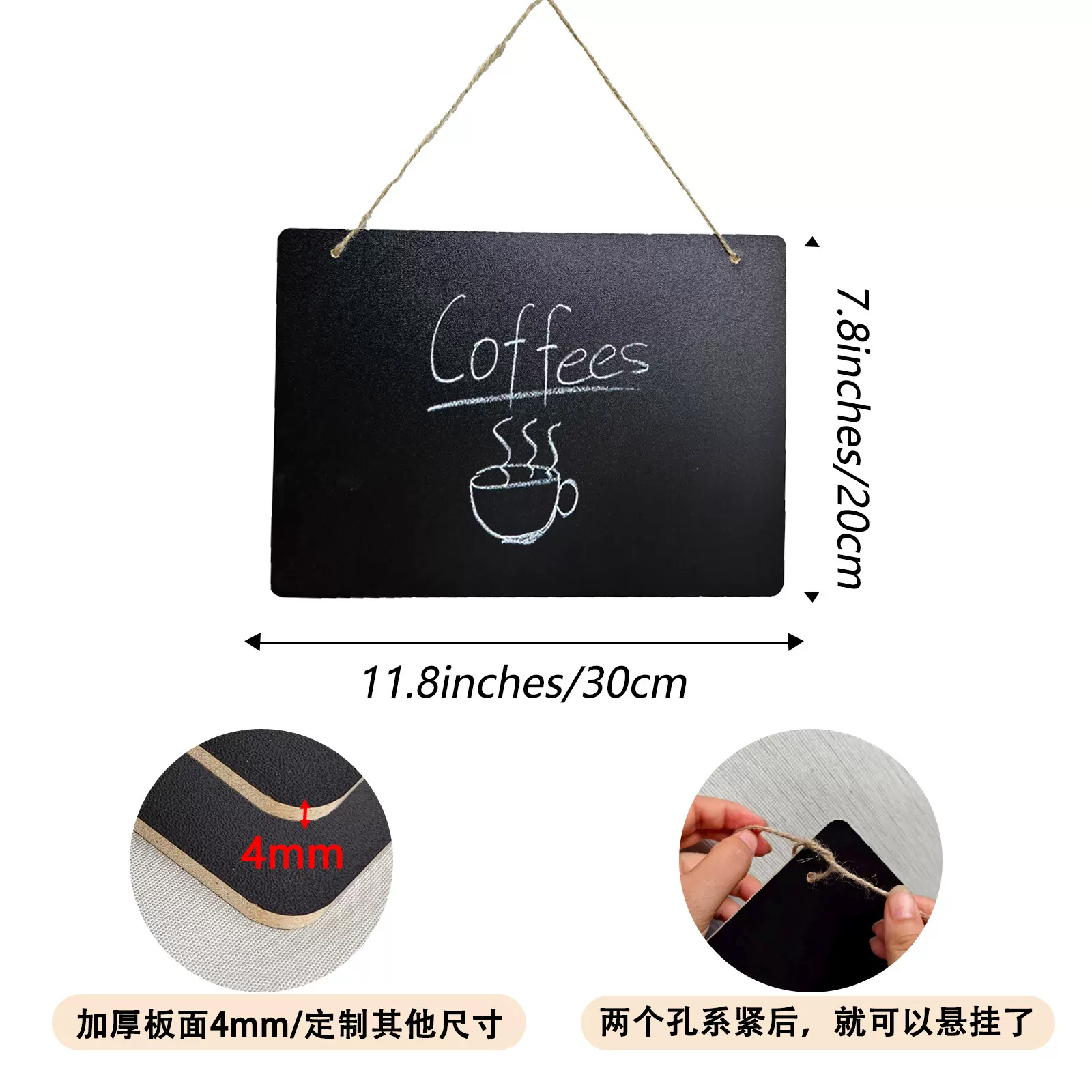 跨境无框小黑板黑板挂牌悬挂小牌匾留言牌宠物房子门牌挂式手写板