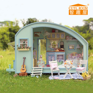 Zhiqu House diy Cabin Time Tour RV Model Creative Girl Gift Villa Model Toy Assembled Large