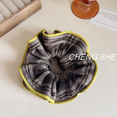 日韩撞色格纹拷边小蛮腰大肠发圈ins小众慵懒风百搭发绳头花新款