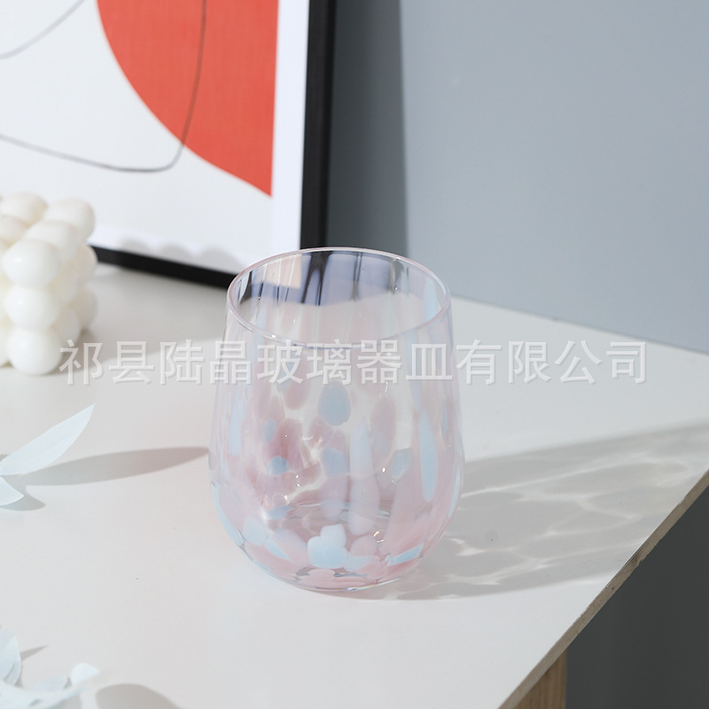 Lu Jing color rosa azul semilla copa de vino tinto copa de boca antigua copa de vino hecha a mano copa de champán copa de vidrio