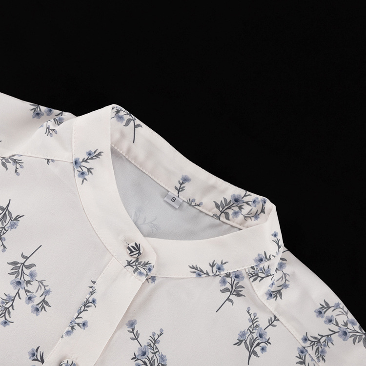 French Classic Skirt Puff Sleeve Small Turtleneck Ruffled Puffy Shirt Printed Shorts Suit