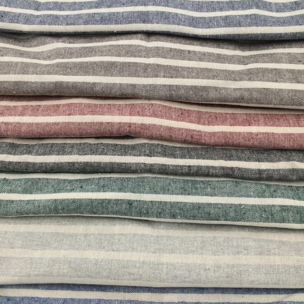 现货供应7色织条纹涤棉布面料衬衫色织布淘现货梭织提花先染布