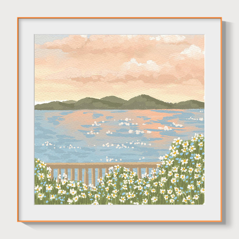 Q3Y 풍경 장식 그림 산과 바다 필드 스타일 미적 치유 부서 작은 신선한 장식 그림 따뜻한 집