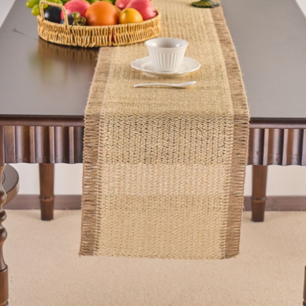 Bandera de mesa de té Yiqiyun Estilo pastoral americano Bandera de mesa tejida verde Decoración Mesa de centro Gabinete de TV Tapa larga