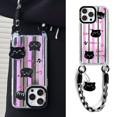 知泰卡通iPhone14pro適用12/11掛繩鏡面殼13promax蘋果15手機殼