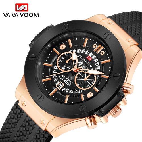 Amazon hollow calendar watch for men waterproof silicone band watch sport sports men's watch