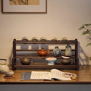 Customized Tea Storage Desktop Chinese Tea Rack, Small Tabletop Ornament Tea Set Display Rack for Cross-Border Sale
