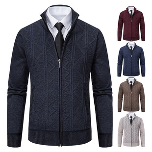 2023 New Arrival Cardigan Men's Coat Fashionable Korean Style Long Sleeve Spring and Autumn Middle-aged and Young Men's Fine Needle Knitwear Fashion