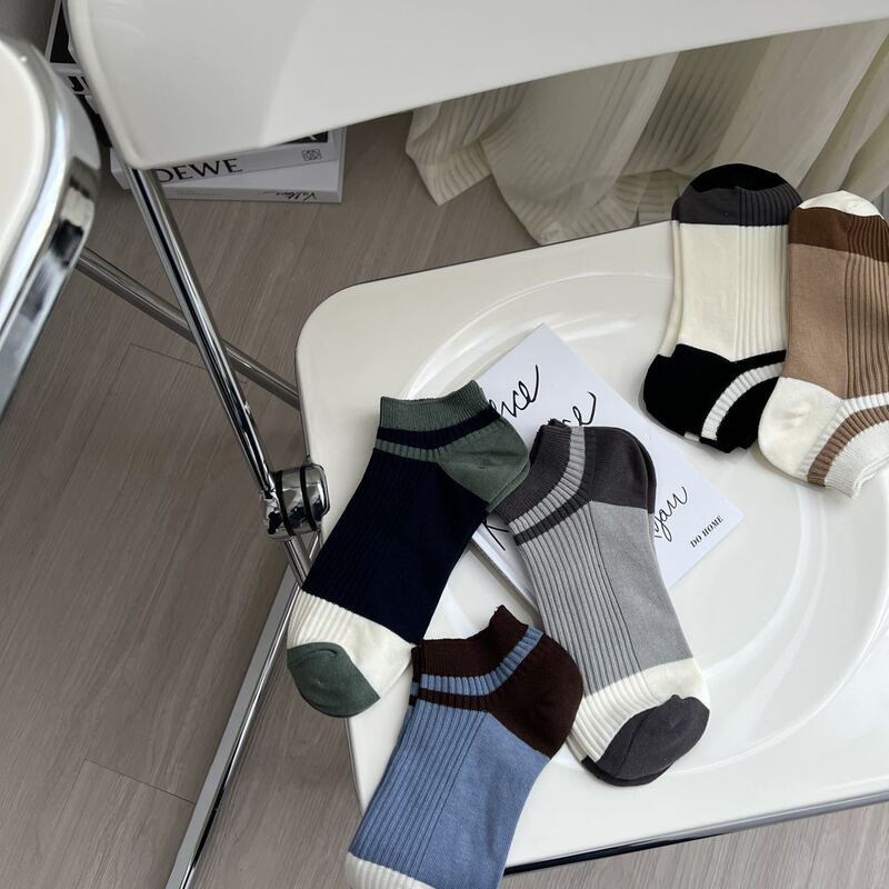 Socks Men's Short Socks Summer Thin Sports Socks ins Trendy Spring and Autumn Blue Cotton Socks Sweat-absorbent Business Men's Medium Socks