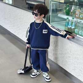 男童春秋秋装运动卫衣加绒套装2025新款小童儿童休闲两件套童装潮