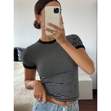 B 20760 Striped Regular Shoulder Tee ��������Ů T ���羳