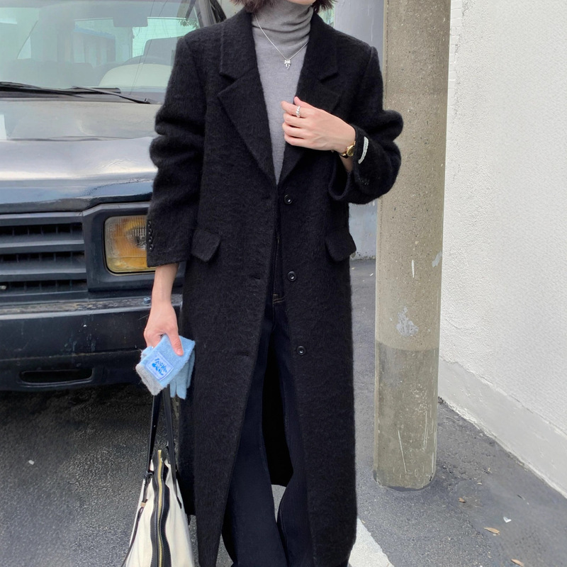 6199 New Autumn and Winter Style Suli Alpaca Double-Sided Woolen Outwear Women's Single-Breasted Long Suit Jacket with Lining 6199 New Autumn and Winter Style Suli Alpaca Double-Sided Woolen Outwear Women's Single-Breasted Long Suit Jacket with Lining