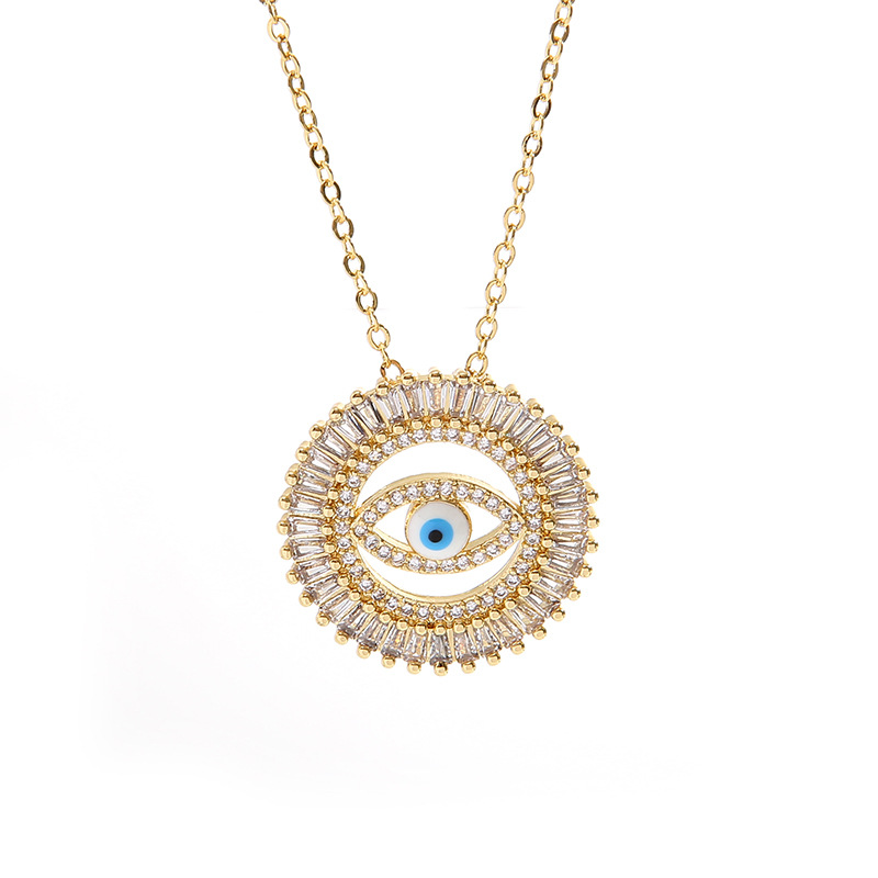Fashion Eye Copper Plating Inlay Zircon Pendant Necklace 1 Piece