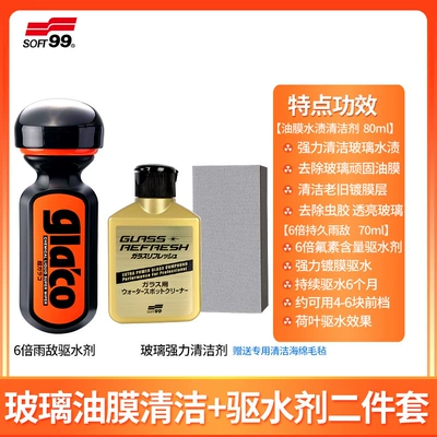 Glass Oil Film Remover Cleaner: Glass agent - two-piece-set-glass-scale-remover-6-times-rain-repellent-water-repellent