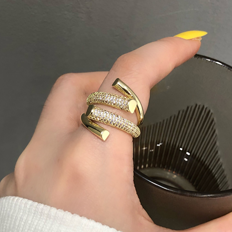 12g Weight Zircon Inlay Material Rings Classification Simple Style Solid Color Copper Zircon Rings In Bulk
