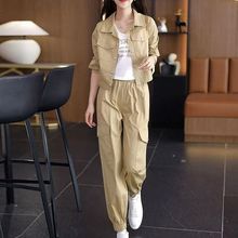 2025春秋新款时尚减龄洋气春秋套装休闲外套工装裤工装两件套爆款