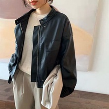 皮衣女装春秋新款韩版短款机车服休闲复古外套大码显瘦女厂家