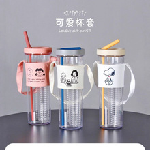 定制加印logo卡通手提ins帆布奶茶杯套杯套咖啡隔热提手杯套