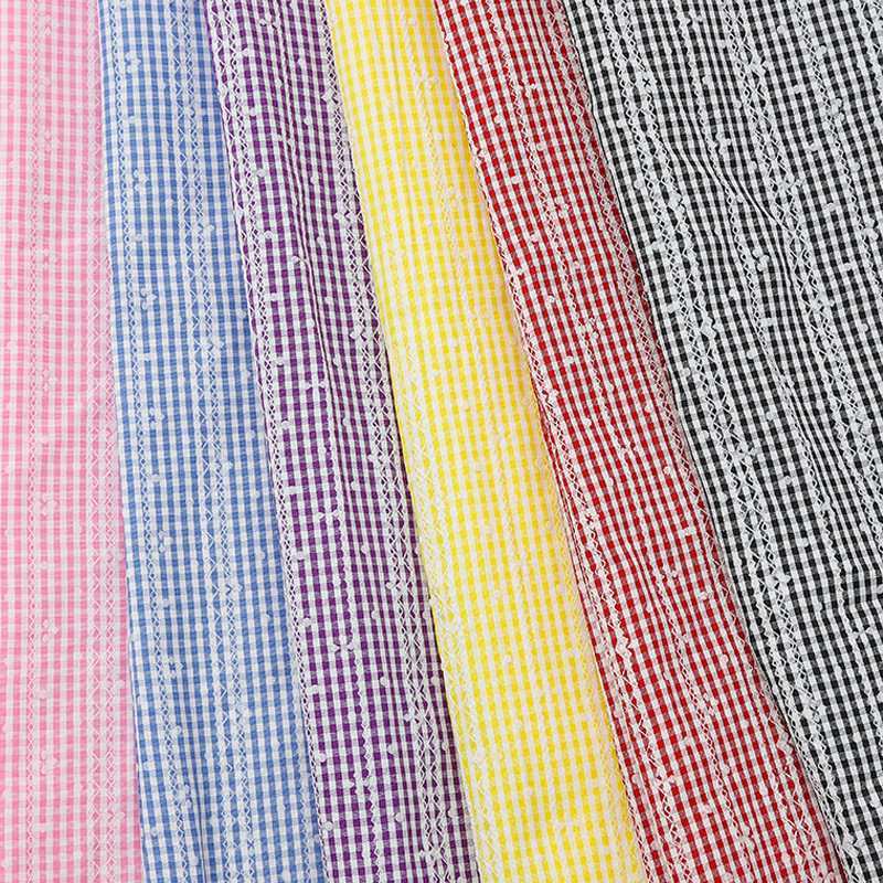 Spring and Summer New Plaid Small Flower Polyester Printed Fabric Small Fresh Yarn-Dyed Plaid Dress Children's Clothing Bag Fabric Spring and Summer New Plaid Small Flower Polyester Printed Fabric Small Fresh Yarn-Dyed Plaid Dress Children's Clothing Bag Fabric