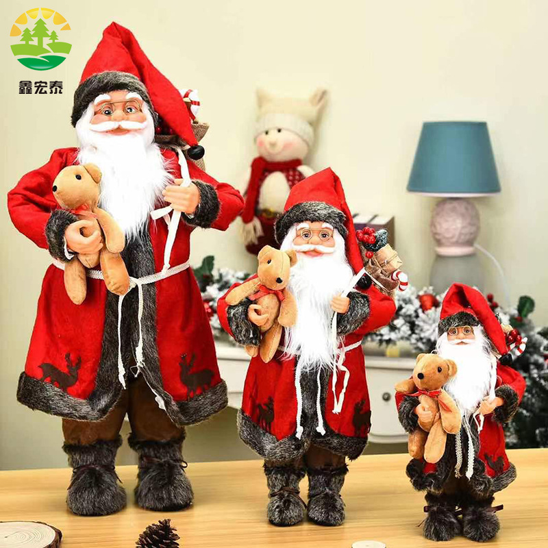 抱熊サンタクロースクリスマス装飾用品創意布芸サンタクロース公仔クロスボーダークリスマスシリーズ|undefined
