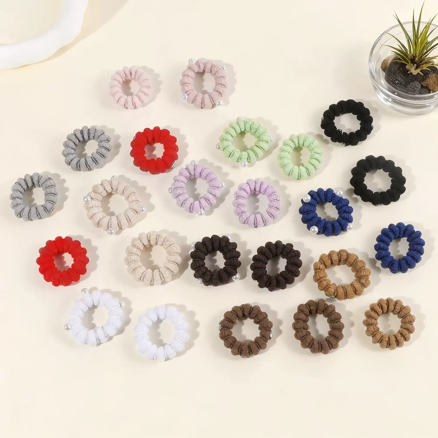 戈蕾思饰品珍珠高马尾发圈加粗头绳秋冬高弹力耐用不伤发头绳发饰