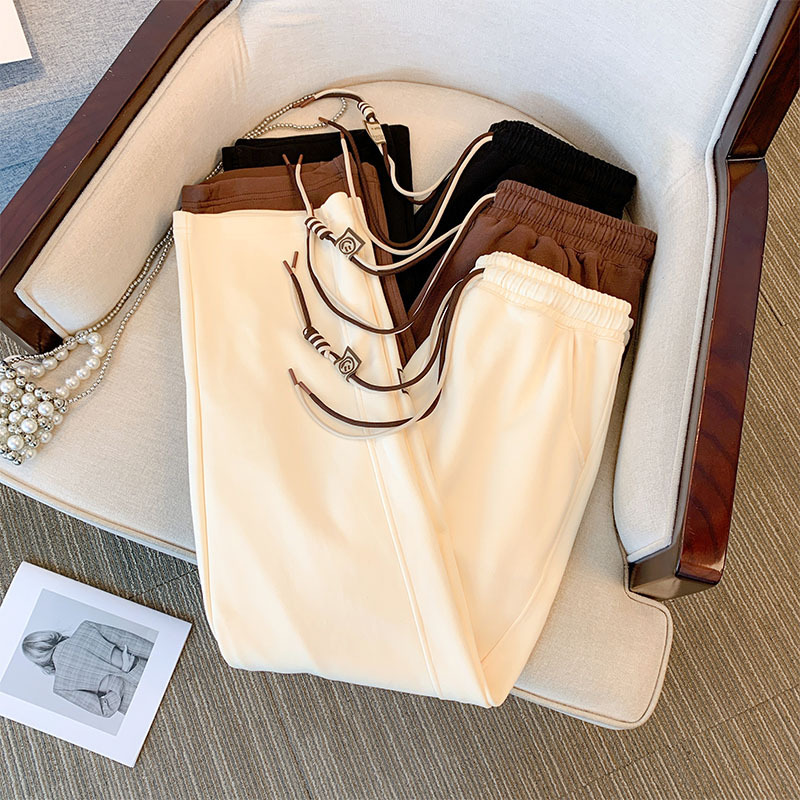 Damkläder catties plus size damkläder höst och vinter nytt mode casual vida byxor hög midja dragsko raka byxor_voghion.com